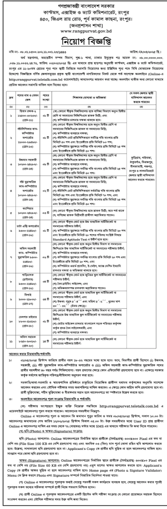 Rangpur VAT Office Job Circular 2025 Rangpur VAT Office Job Circular 2025